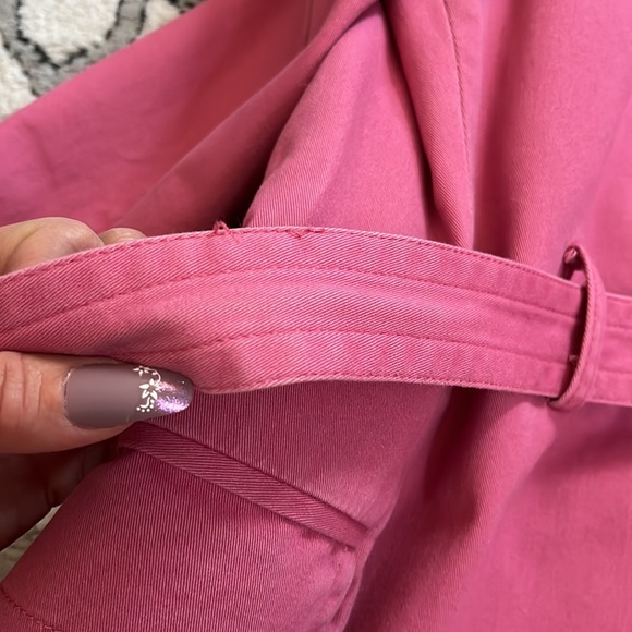 Super Cute & Unique Express Canvas Cotton Pink Trench Coat Jacket W/ Belt small - Picture 10 of 15